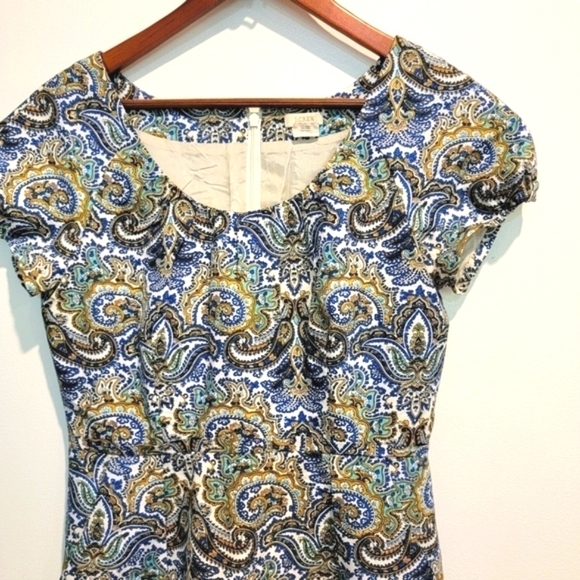 J. Crew Paisley print Multi Color Silk Blend Dress with Pockets Size 4 - Picture 2 of 15